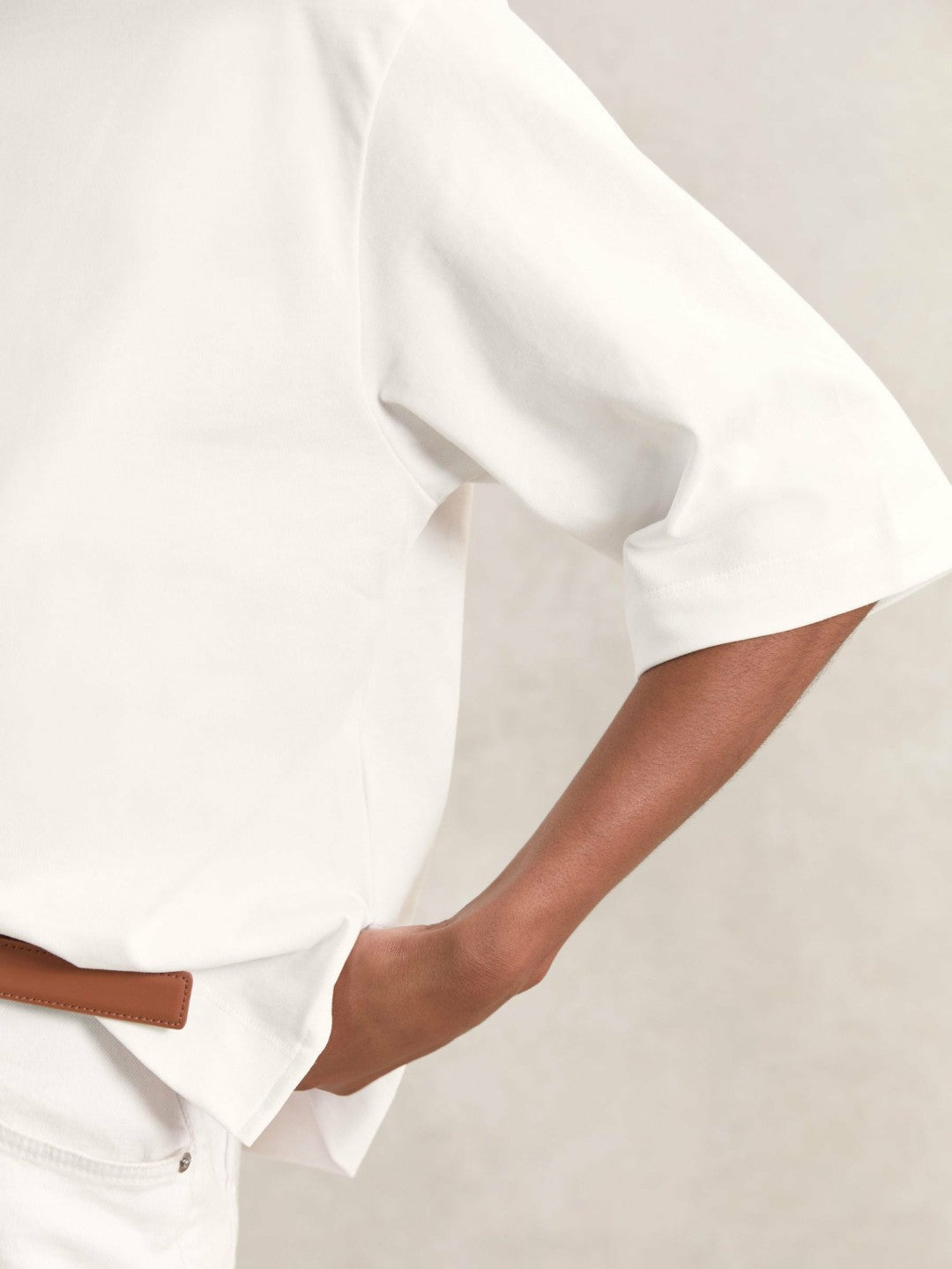 Oversized Cotton Crew Neck T-Shirt in White