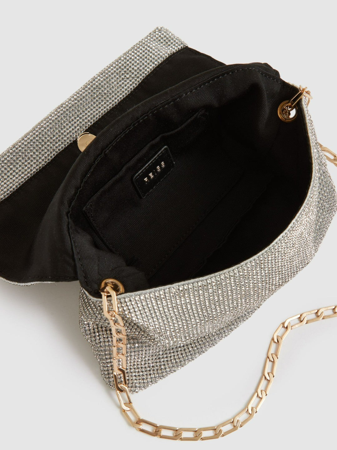Embellished Chainmail Shoulder Bag in Silver