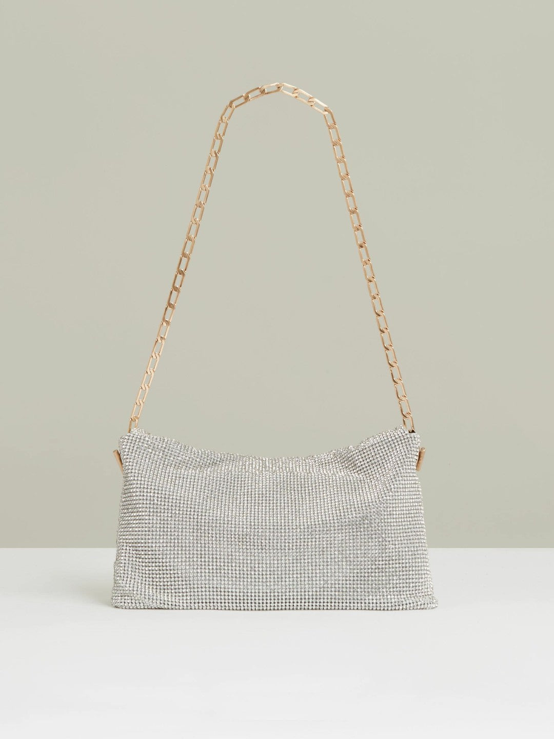 Embellished Chainmail Shoulder Bag in Silver