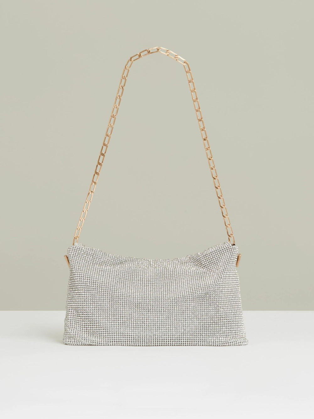 Embellished Chainmail Shoulder Bag in Silver