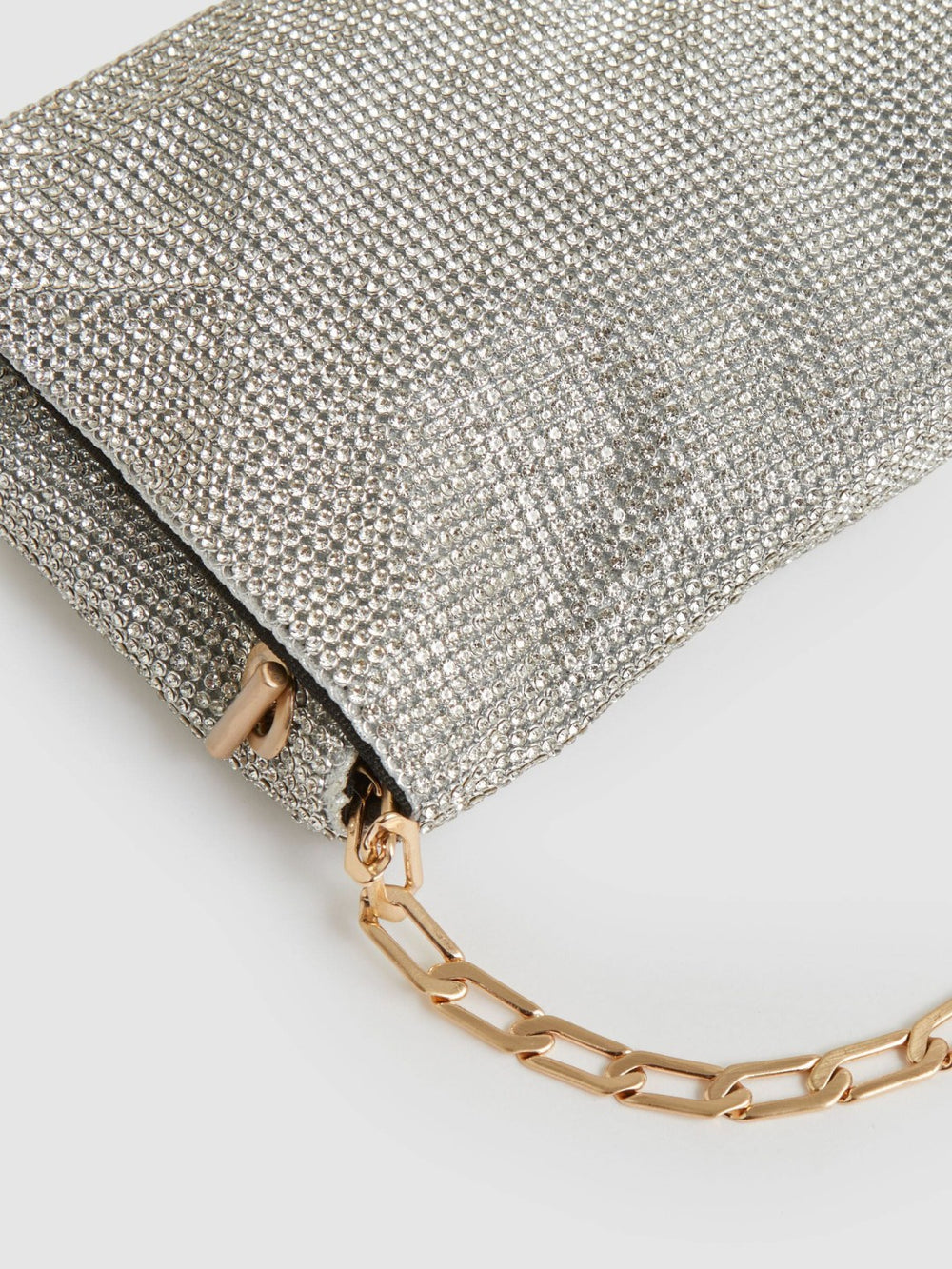 Embellished Chainmail Shoulder Bag in Silver