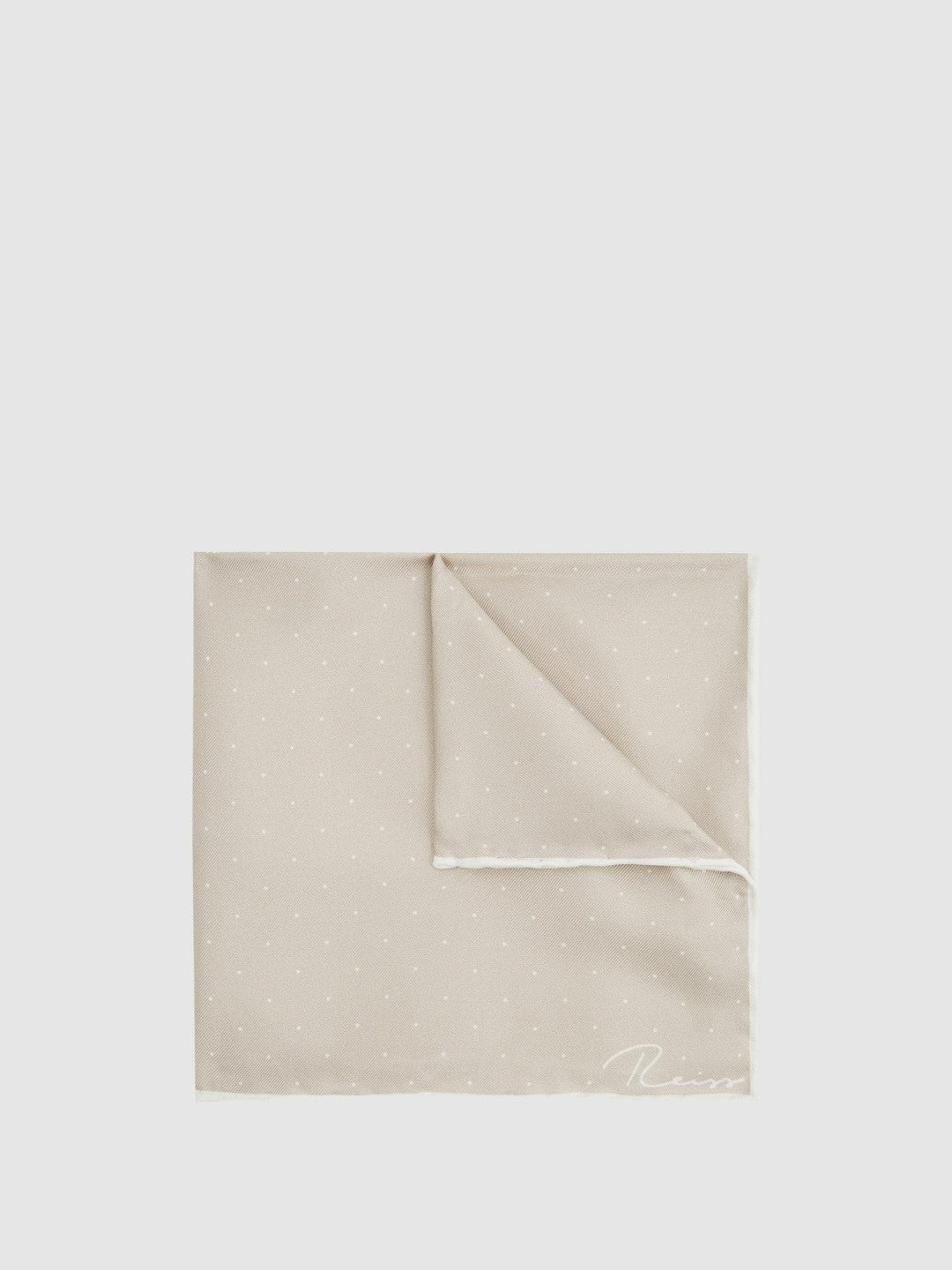 Polka Dot Silk Pocket Square in Stone