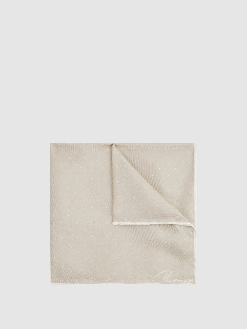 Polka Dot Silk Pocket Square in Stone