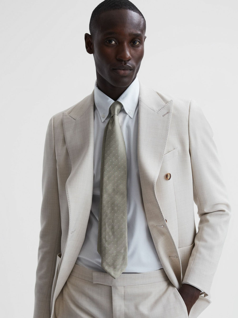 Polka Dot Silk Tie in Champagne