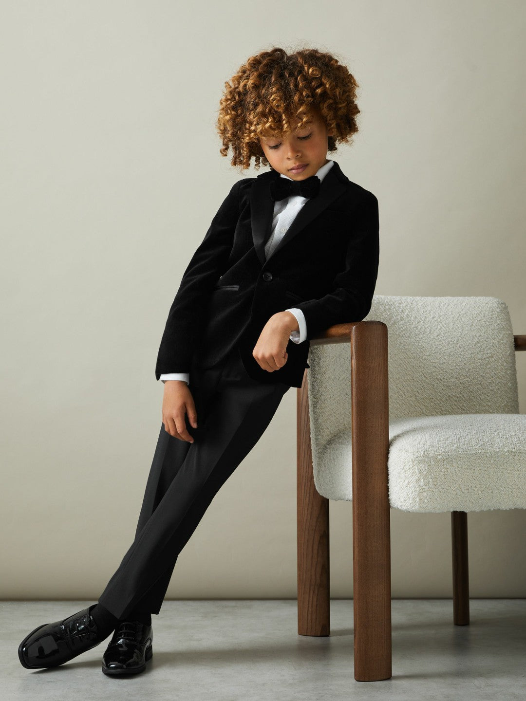 3-9 yrs Single Breasted Velvet Blazer in Black