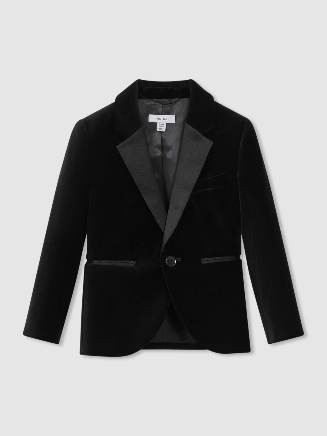 3-9 yrs Single Breasted Velvet Blazer in Black