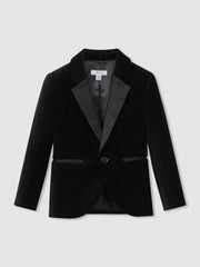 3-9 yrs Single Breasted Velvet Blazer in Black
