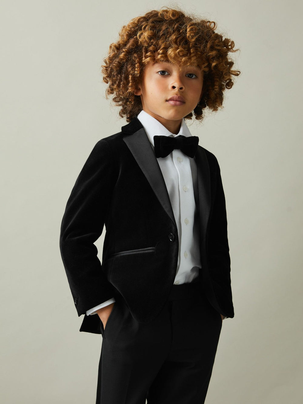 3-9 yrs Single Breasted Velvet Blazer in Black