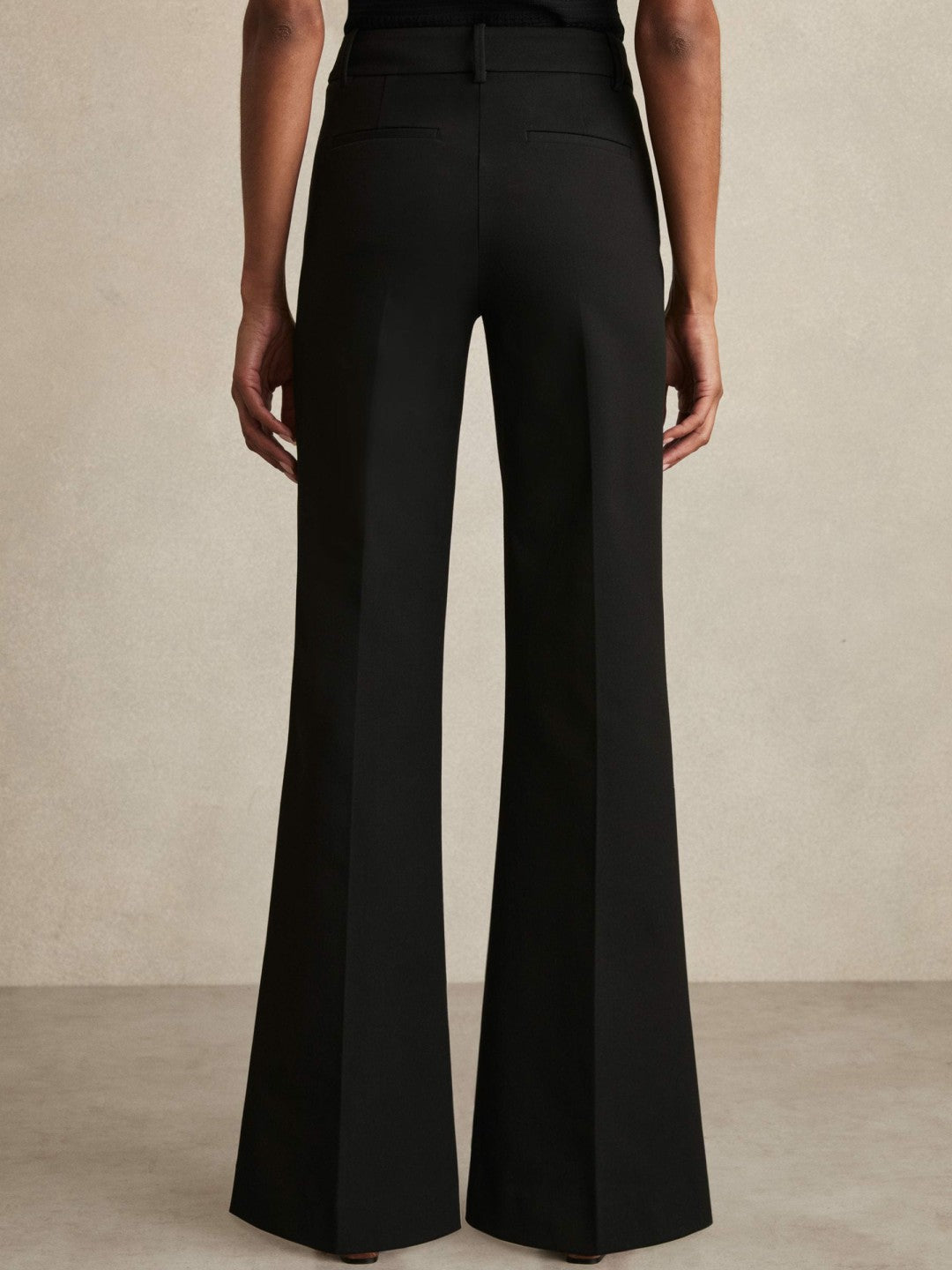 High Rise Flared Trousers in Black