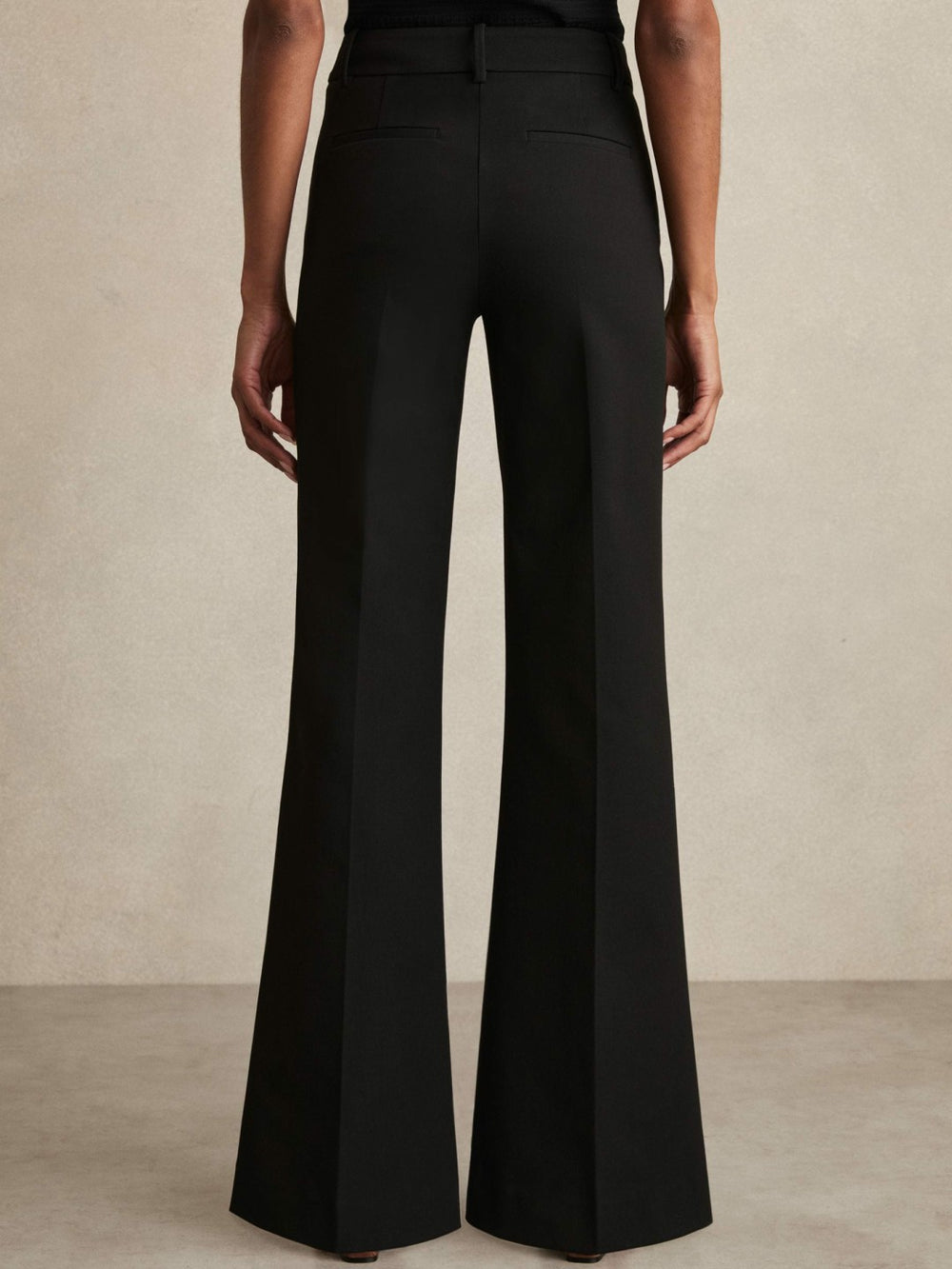 High Rise Flared Trousers in Black