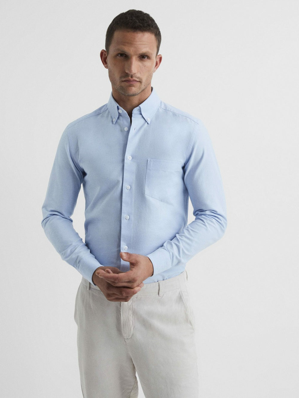 Soft Wash Button Down Oxford Shirt in Soft Blue