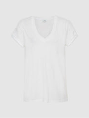 Cotton-Jersey V-Neck T-Shirt in White