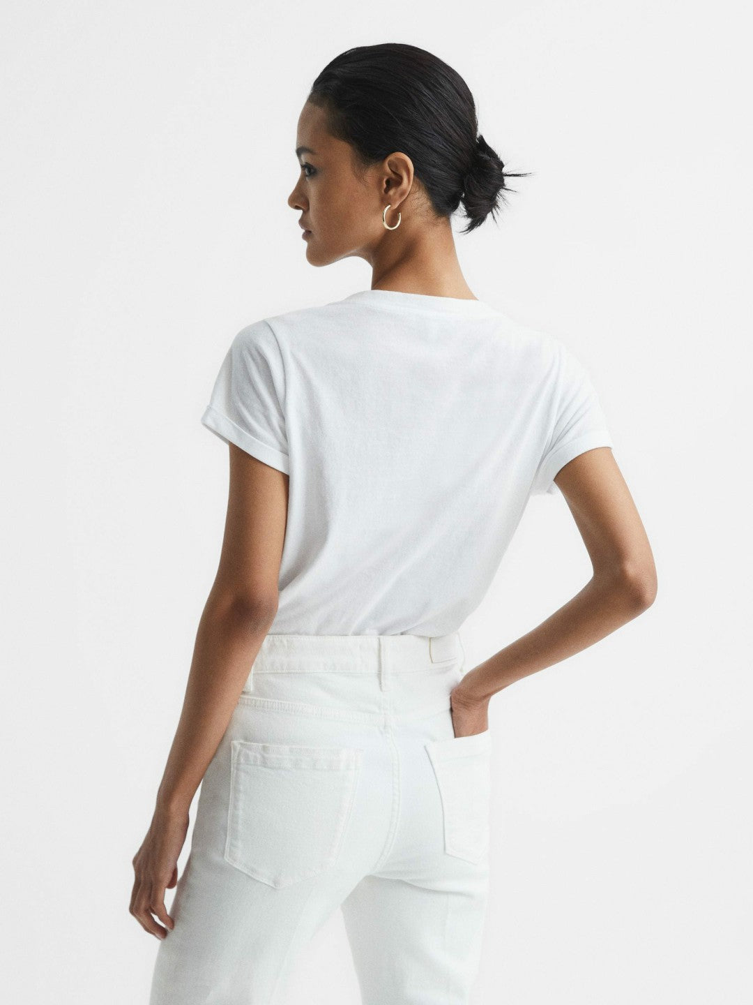 Cotton-Jersey V-Neck T-Shirt in White