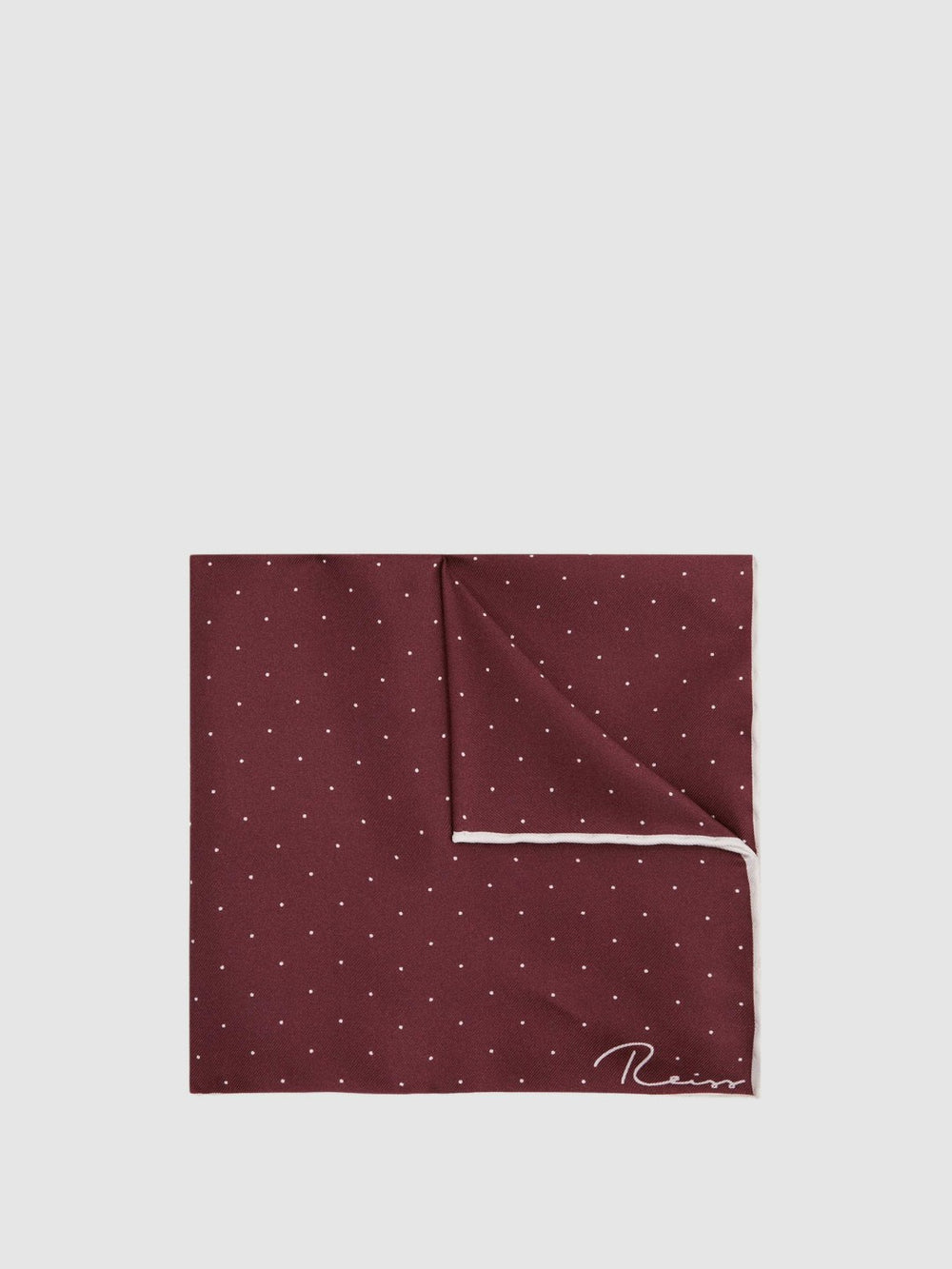 Polka Dot Silk Pocket Square in Burgundy