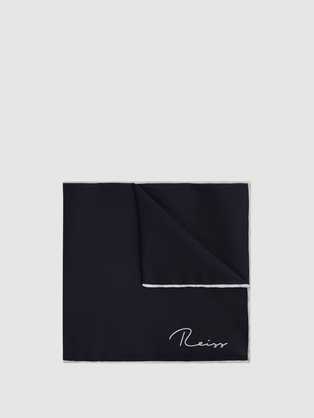 Plain Silk Pocket Square in Navy