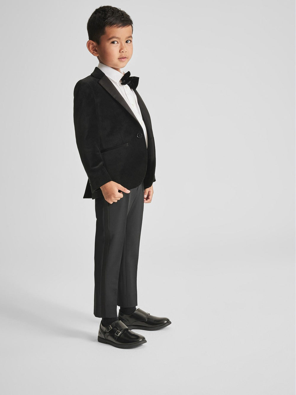 4-9 yrs Single Breasted Velvet Blazer in Black