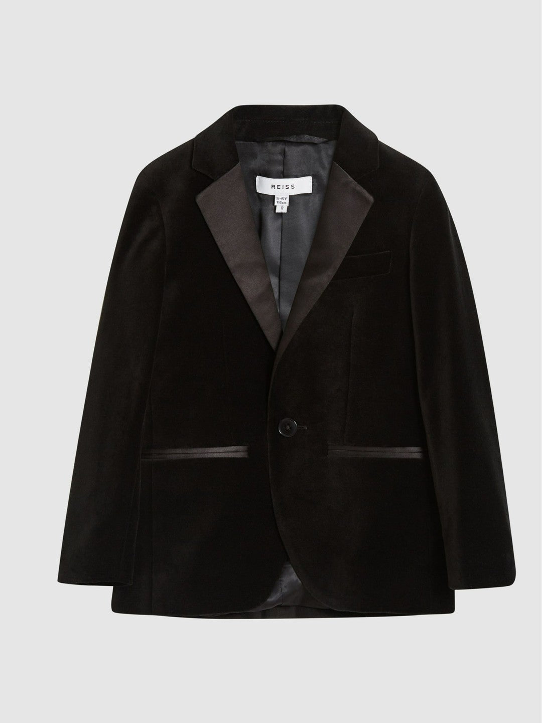 4-9 yrs Single Breasted Velvet Blazer in Black