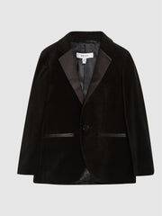 4-9 yrs Single Breasted Velvet Blazer in Black