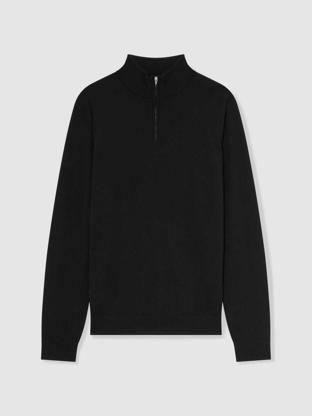 Merino Wool Half-Zip Jumper in Black