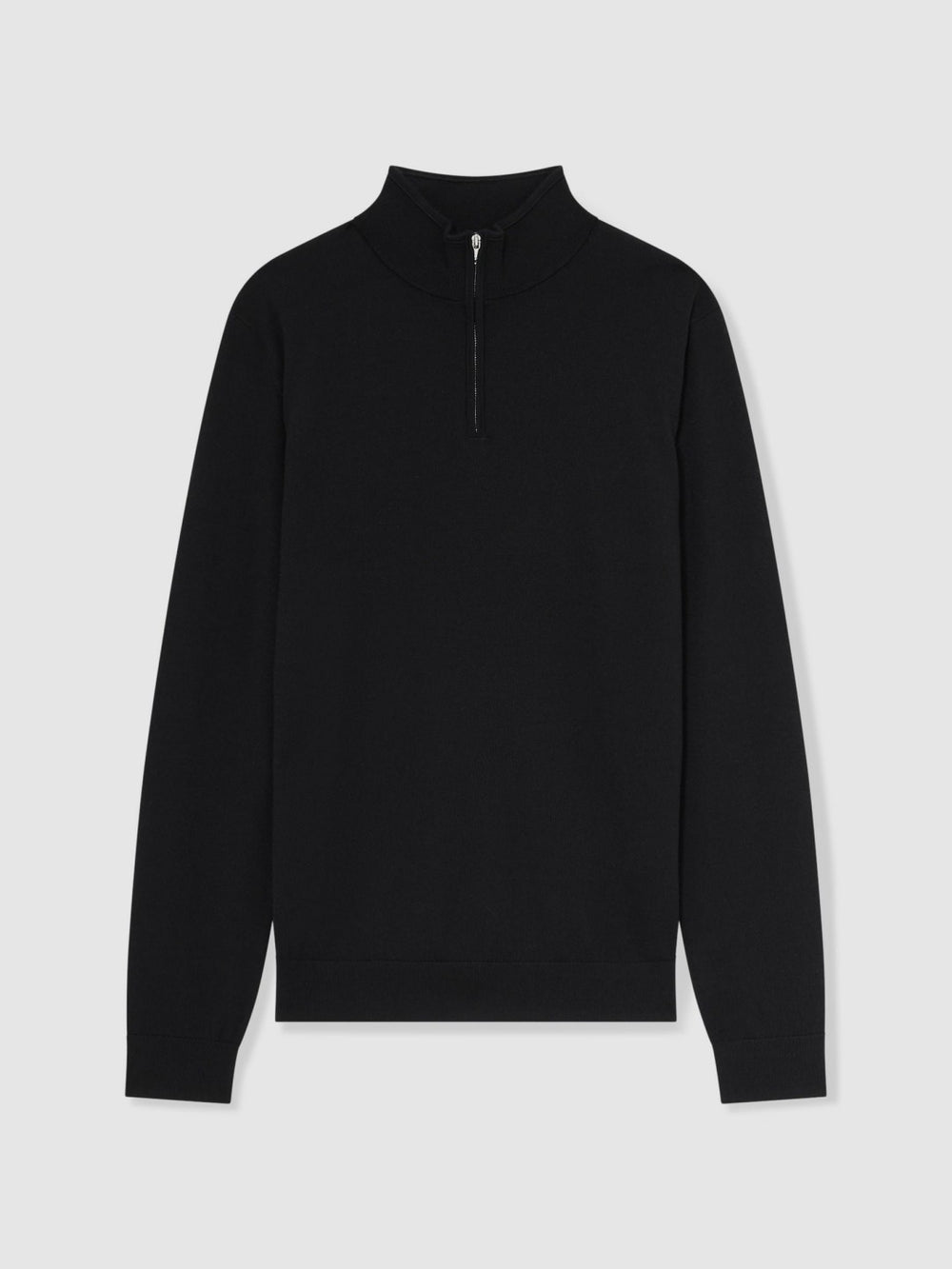 Merino Wool Half-Zip Jumper in Black