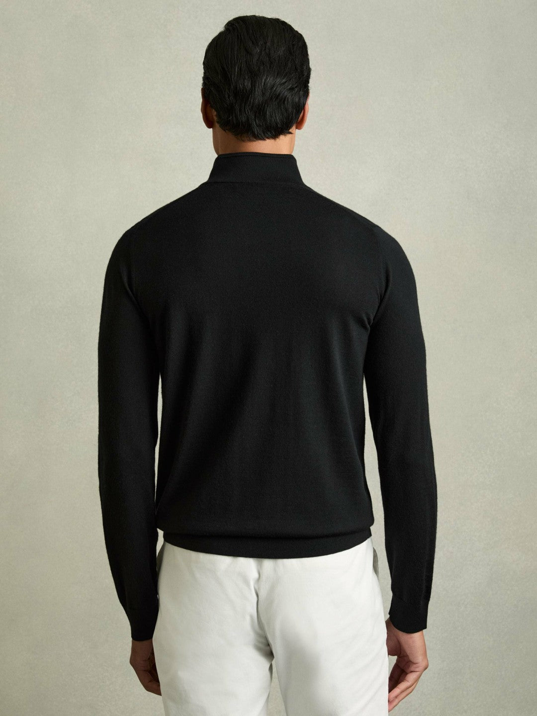 Merino Wool Half-Zip Jumper in Black