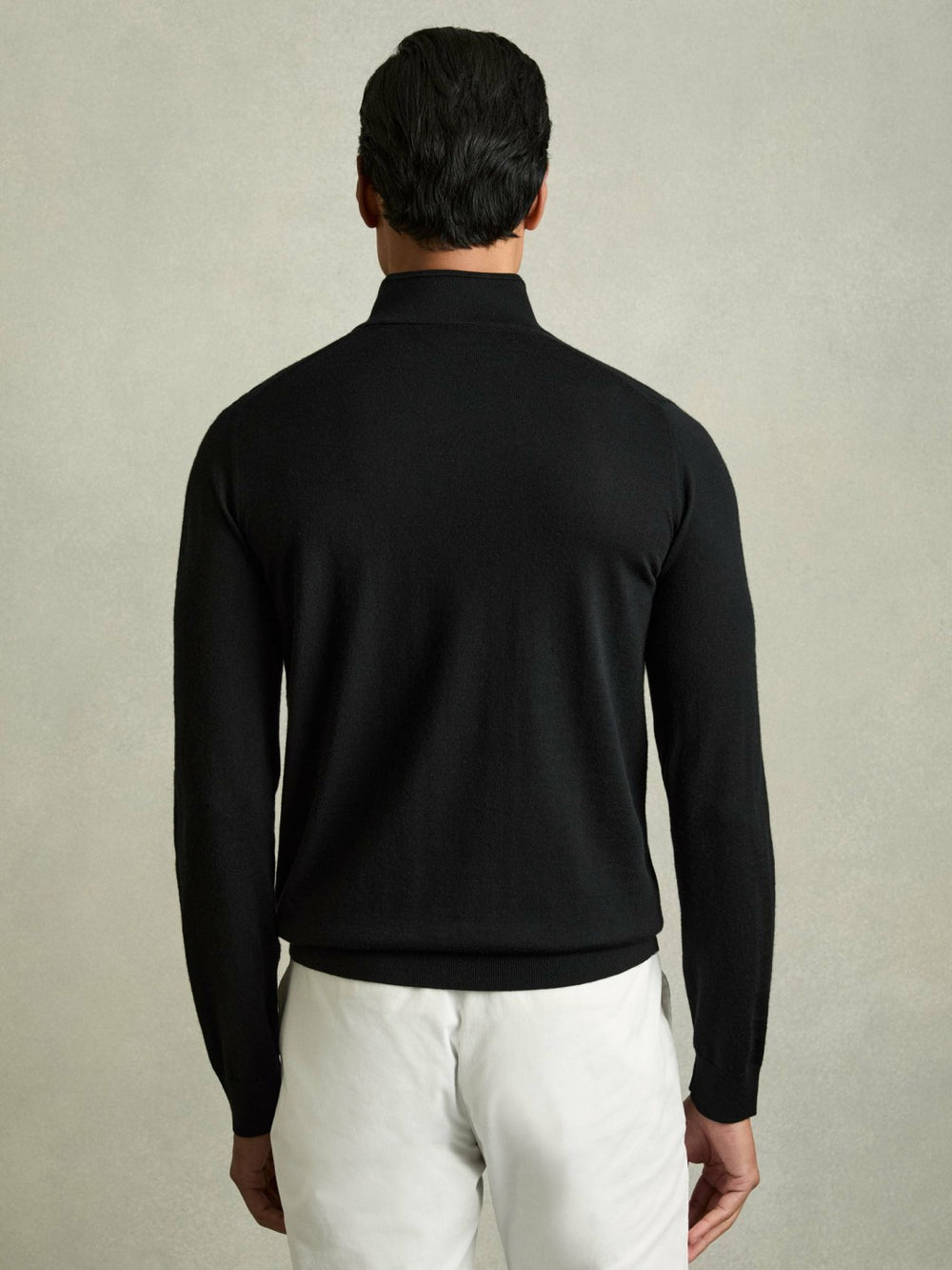 Merino Wool Half-Zip Jumper in Black