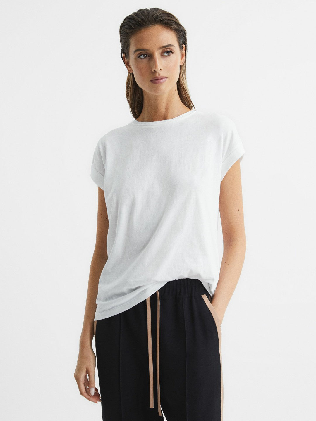 Cotton-Jersey Crew Neck T-Shirt in White