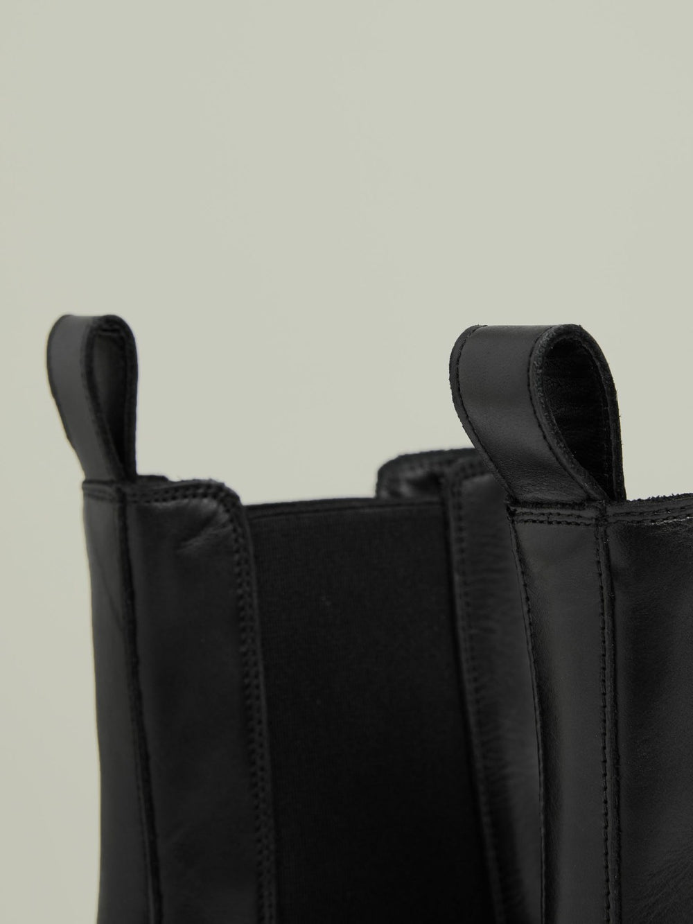 Leather Cleated Sole Chelsea Boots in Black