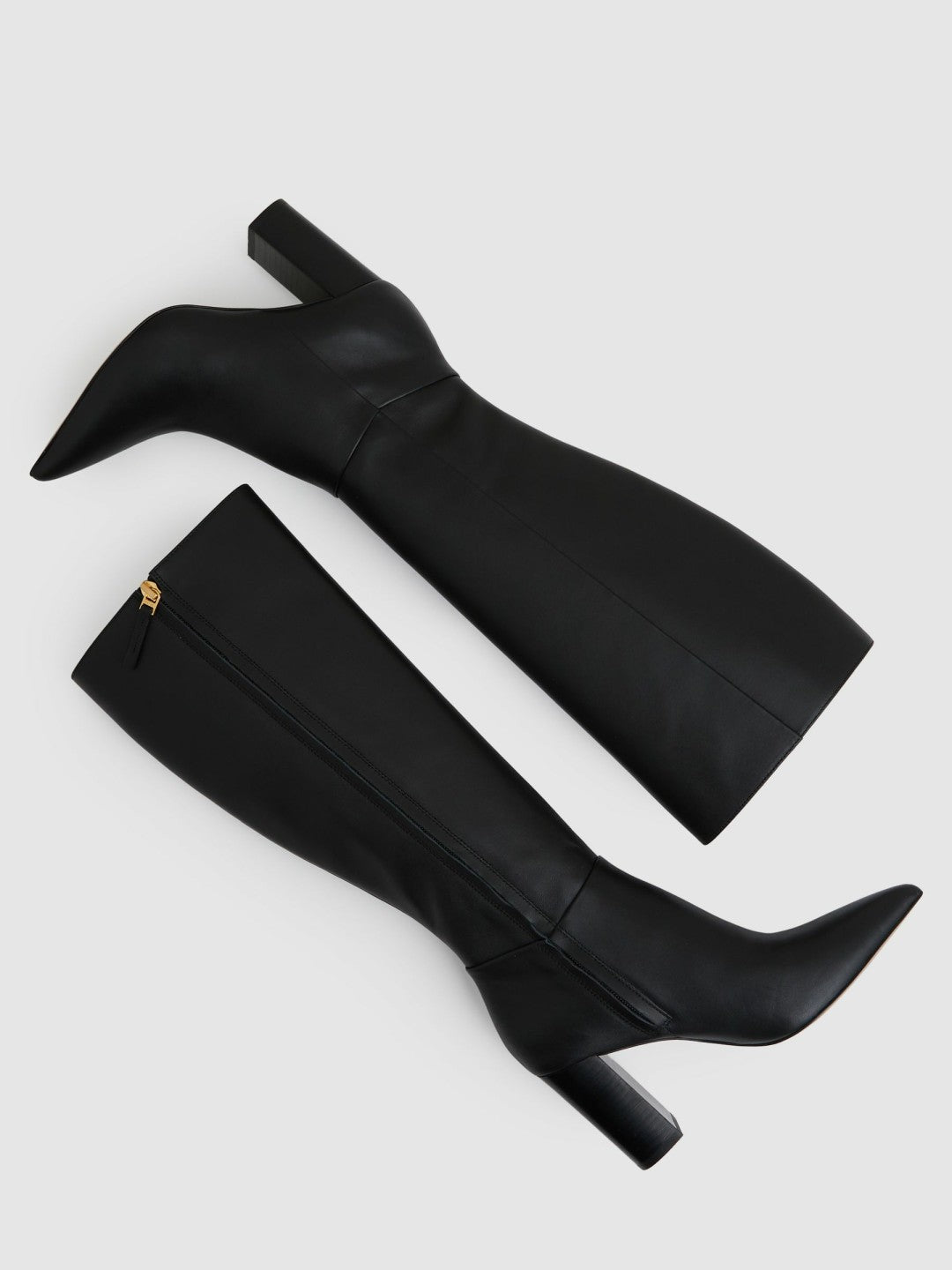 Block Heel Knee High Boots in Black