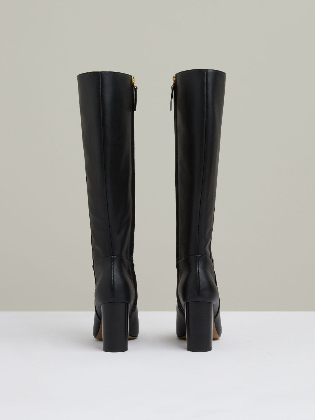 Block Heel Knee High Boots in Black
