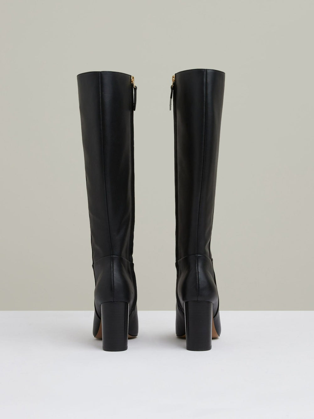 Block Heel Knee High Boots in Black
