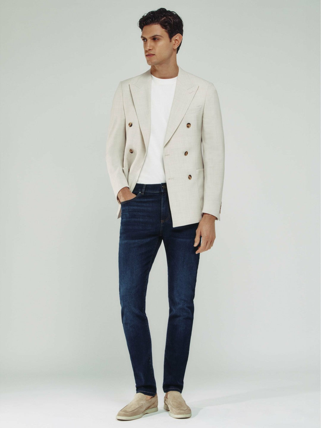 Skinny-Fit Jeans in Washed Dark Indigo