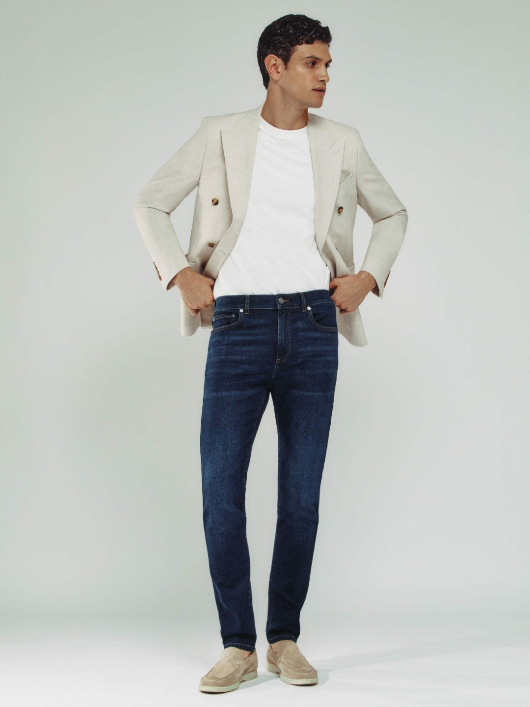 Skinny-Fit Jeans in Washed Dark Indigo