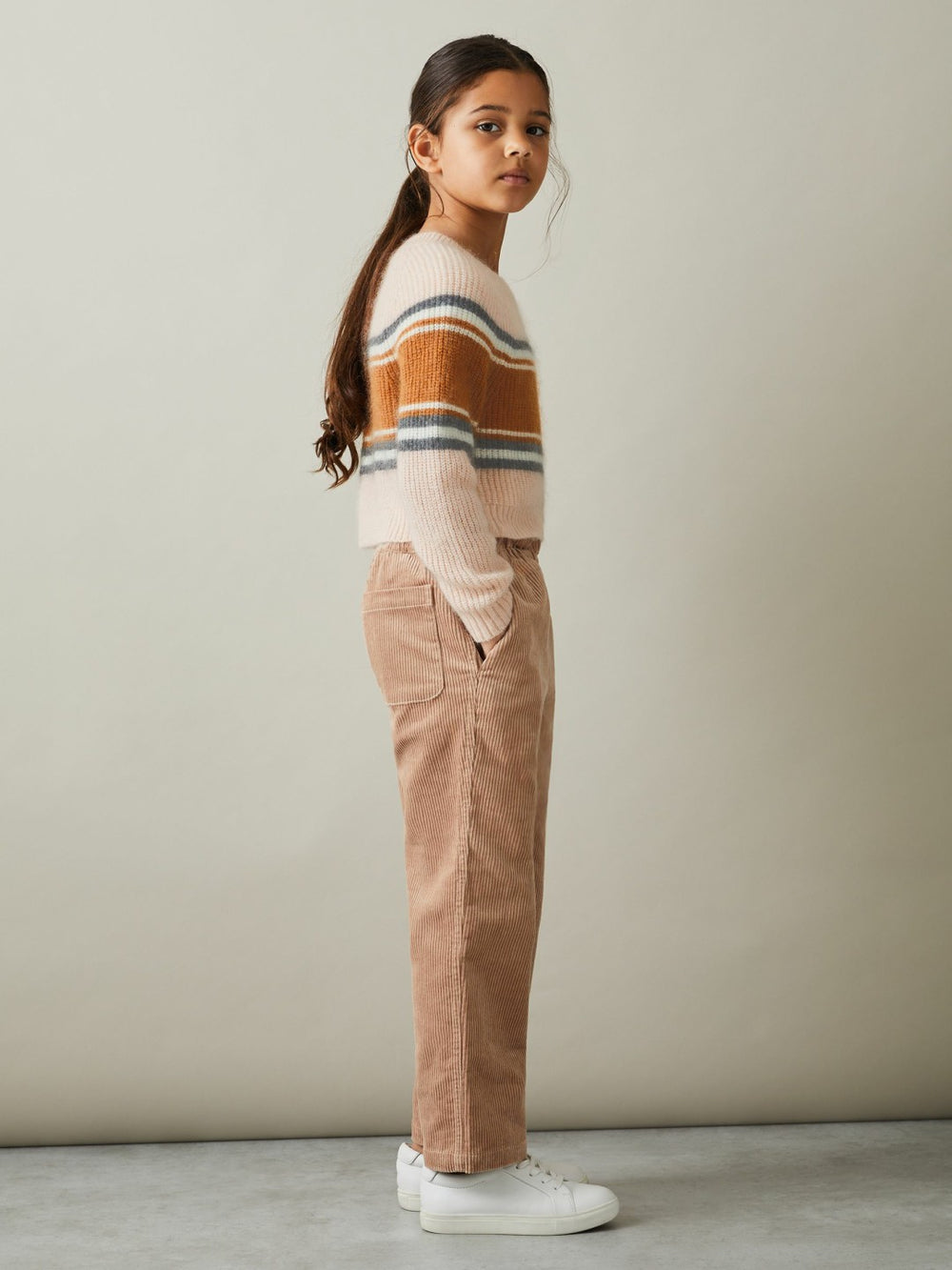 Colourblock Striped Jumper in Pink
