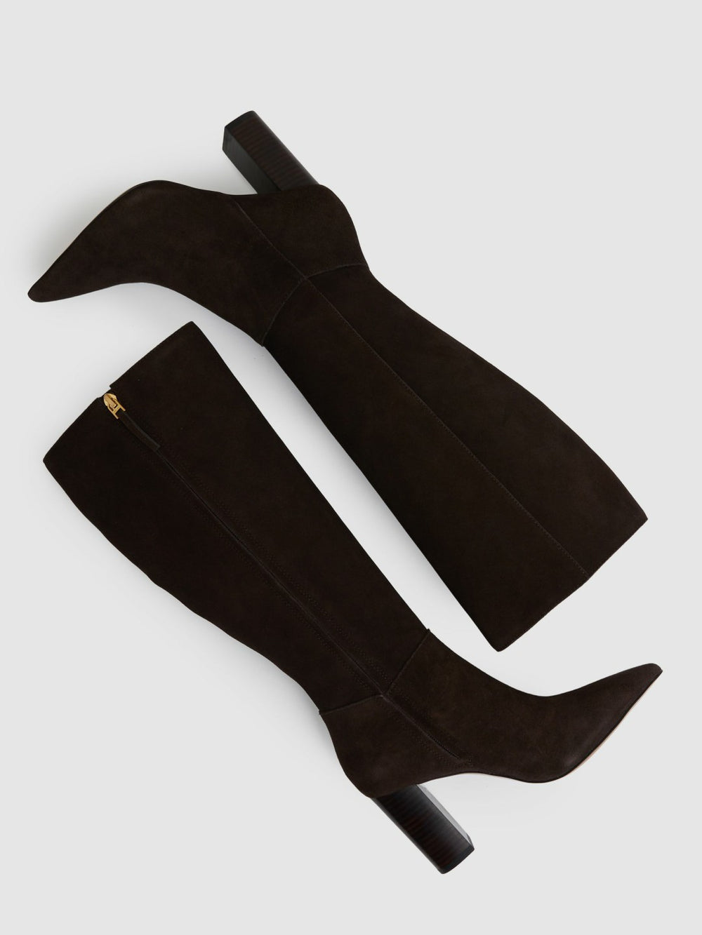 Block Heel Knee High Boots in Chocolate