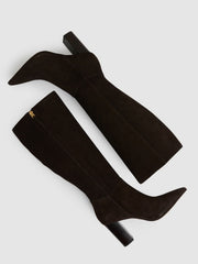 Block Heel Knee High Boots in Chocolate