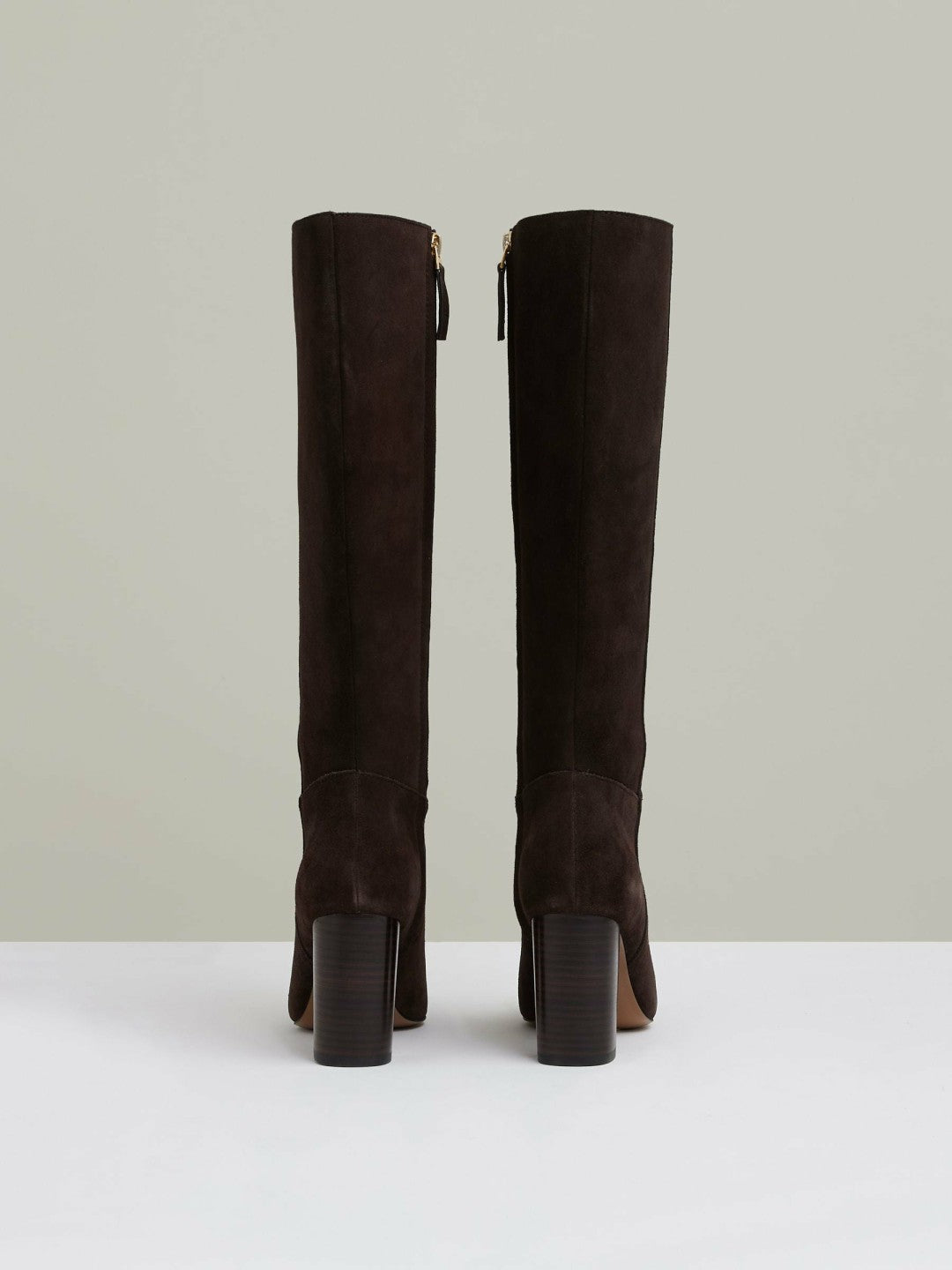Block Heel Knee High Boots in Chocolate