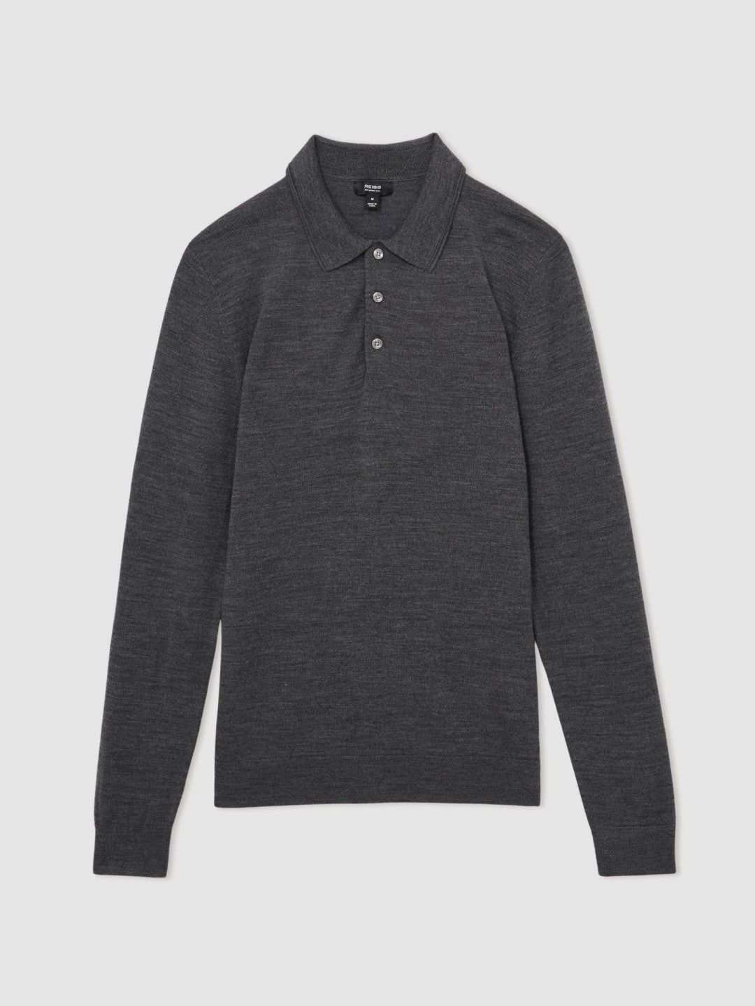 Merino Wool Polo Shirt in Derby Grey Marl