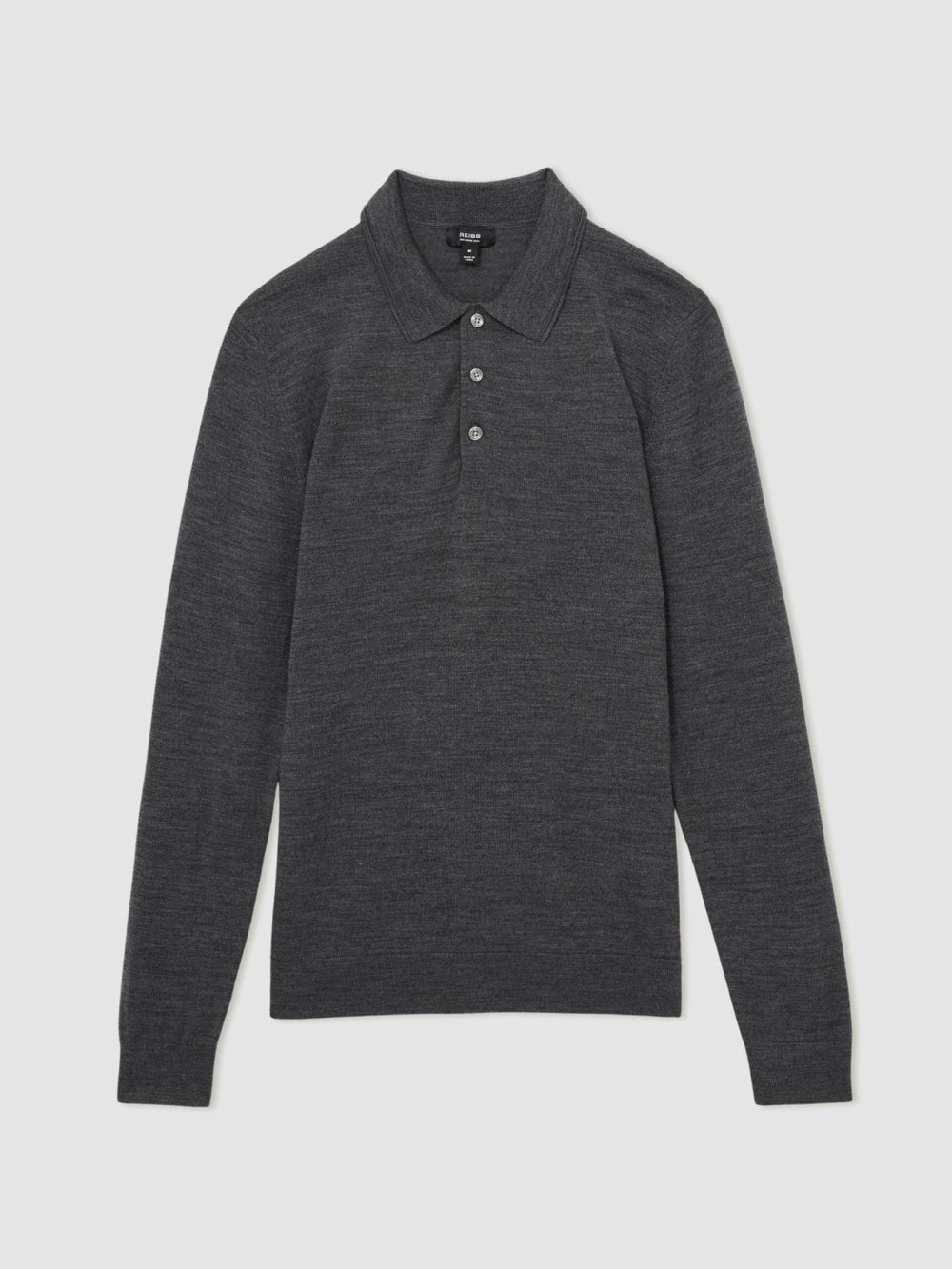 Merino Wool Polo Shirt in Derby Grey Marl