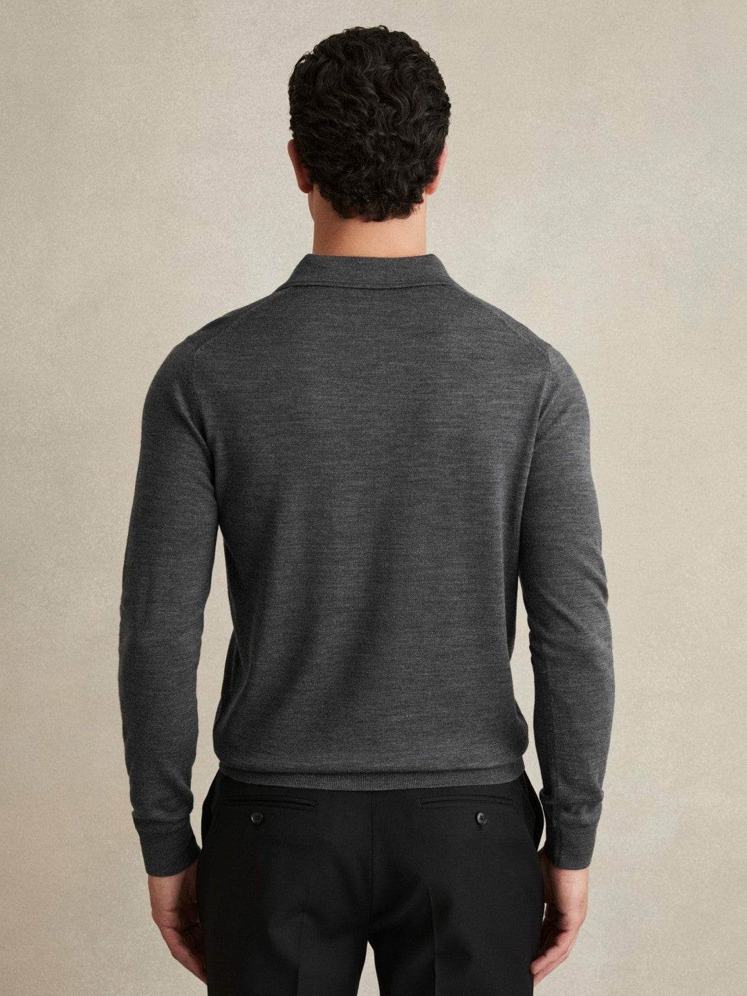 Merino Wool Polo Shirt in Derby Grey Marl