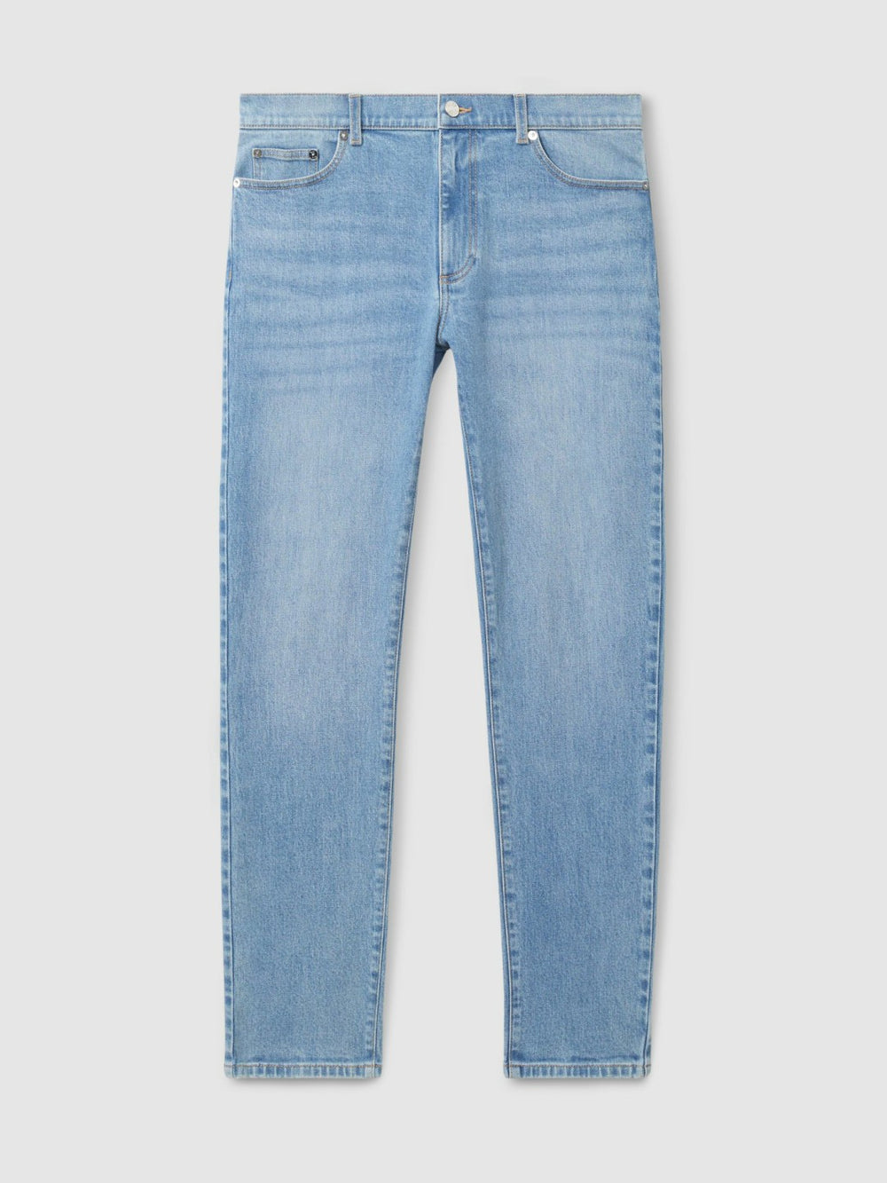Cotton-Stretch Slim-Fit Jeans in Light Blue Wash