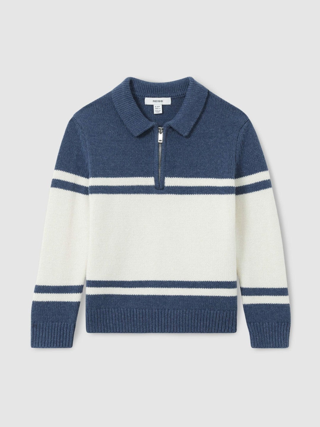 9-13 yrs Half-Zip Colour-Block Polo Shirt in Blue/White