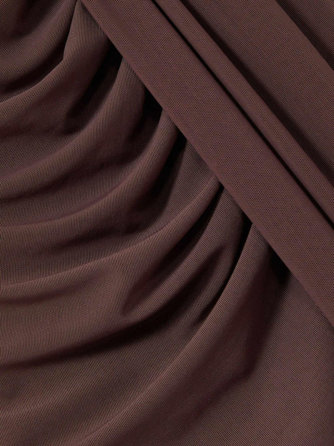 Sheer Ruched Maxi Dress in Taupe