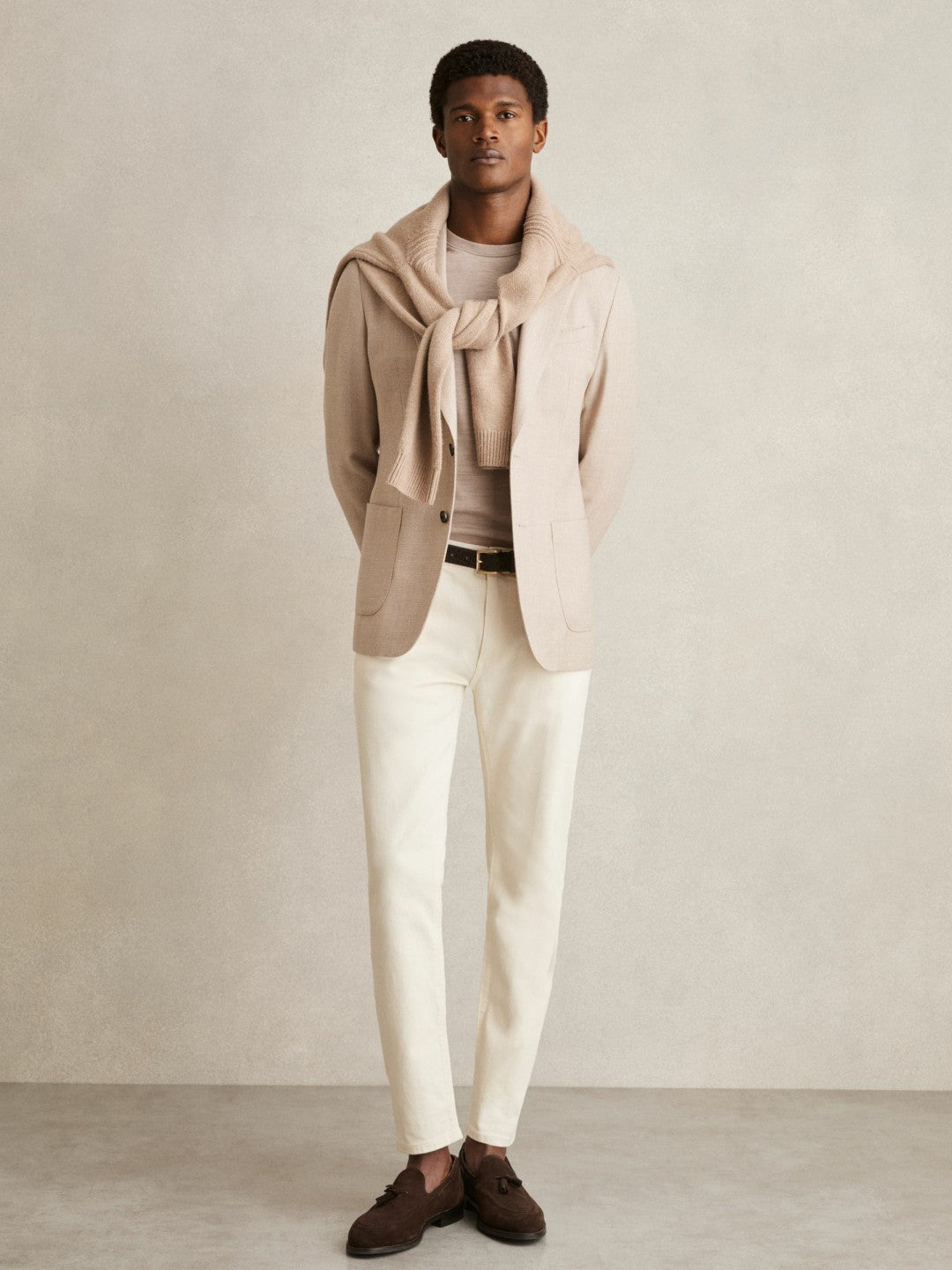 Cotton-Stretch Slim-Fit Jeans in White