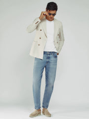 Relaxed-Fit Cropped Jeans in Light Blue Wash