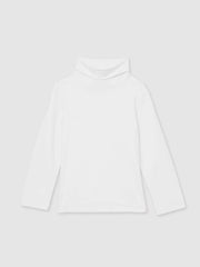 9-13 yrs Cotton-Jersey Roll-Neck Top with Stretch in Ivory