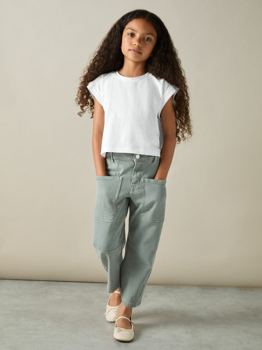 4-9 yrs Cotton-Jersey Cropped T-Shirt in White