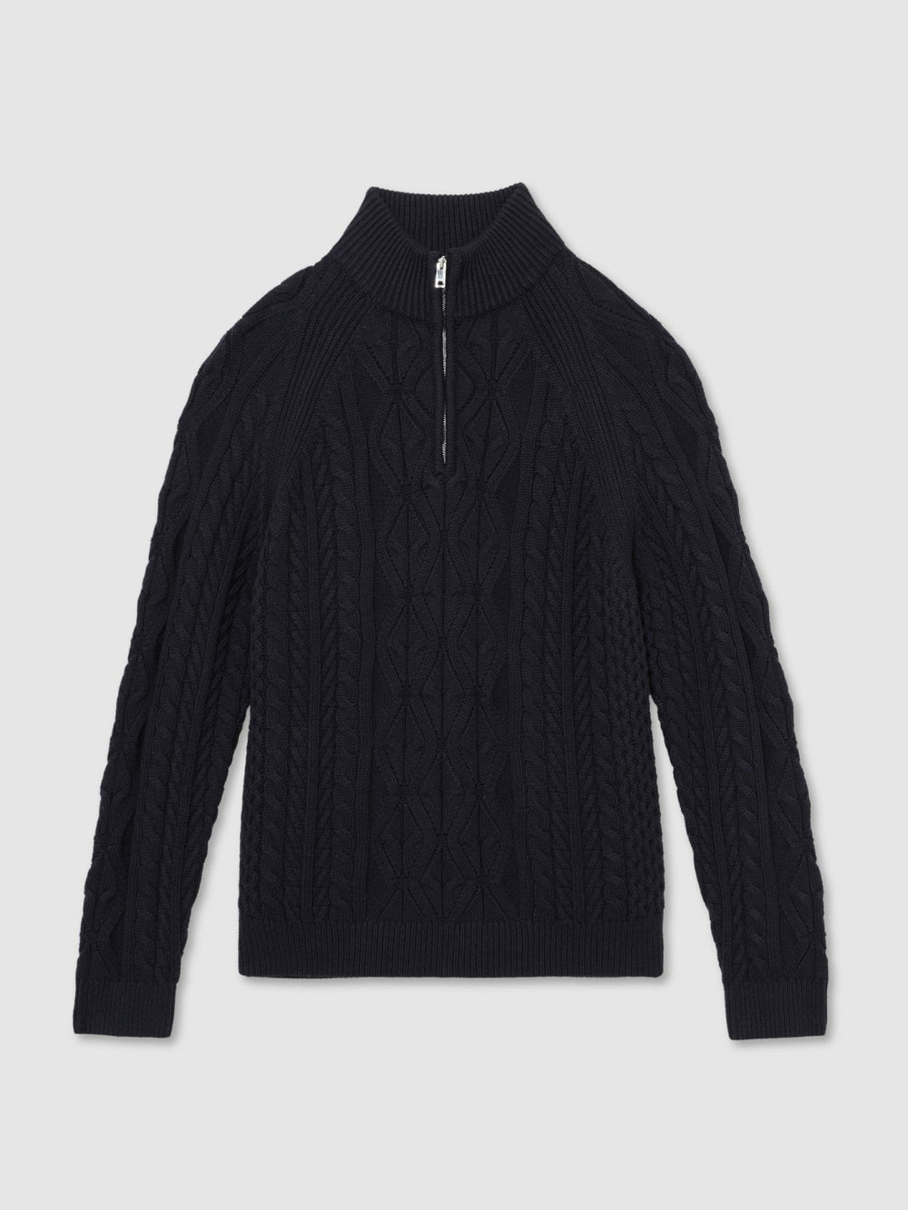 Cable-Knit Half-Zip Jumper in Navy