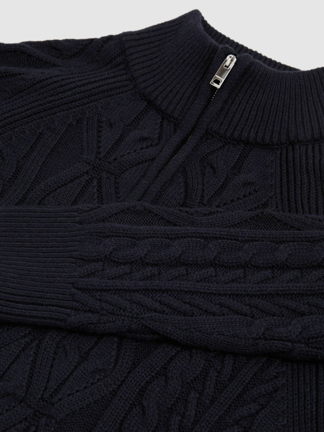 Cable-Knit Half-Zip Jumper in Navy