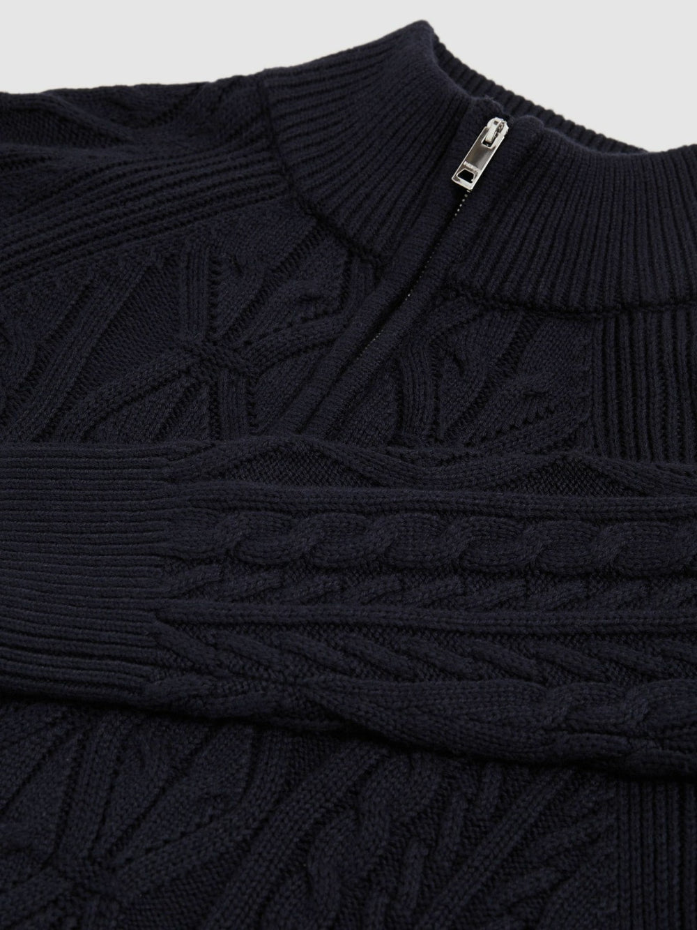 Cable-Knit Half-Zip Jumper in Navy